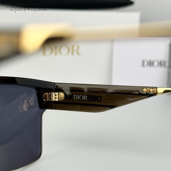 Dior Women Sunglasses Black Gold Smoke Mirrored Shield DIORCLUB M4U 55A5 NEW main image 11